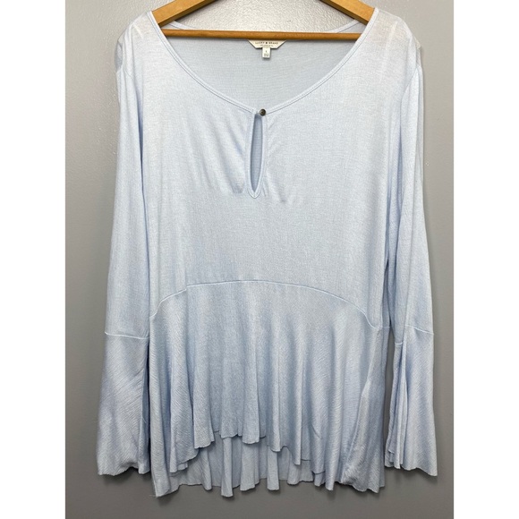 Lucky Brand Tops - LUCKY BRAND Baby Blue Keyhole Bell Sleeve Blouse